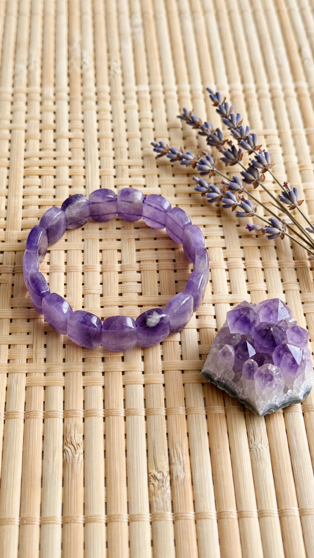 Tranquil Royal: Natural Amethyst Rounded Rectangle Soft Bangle