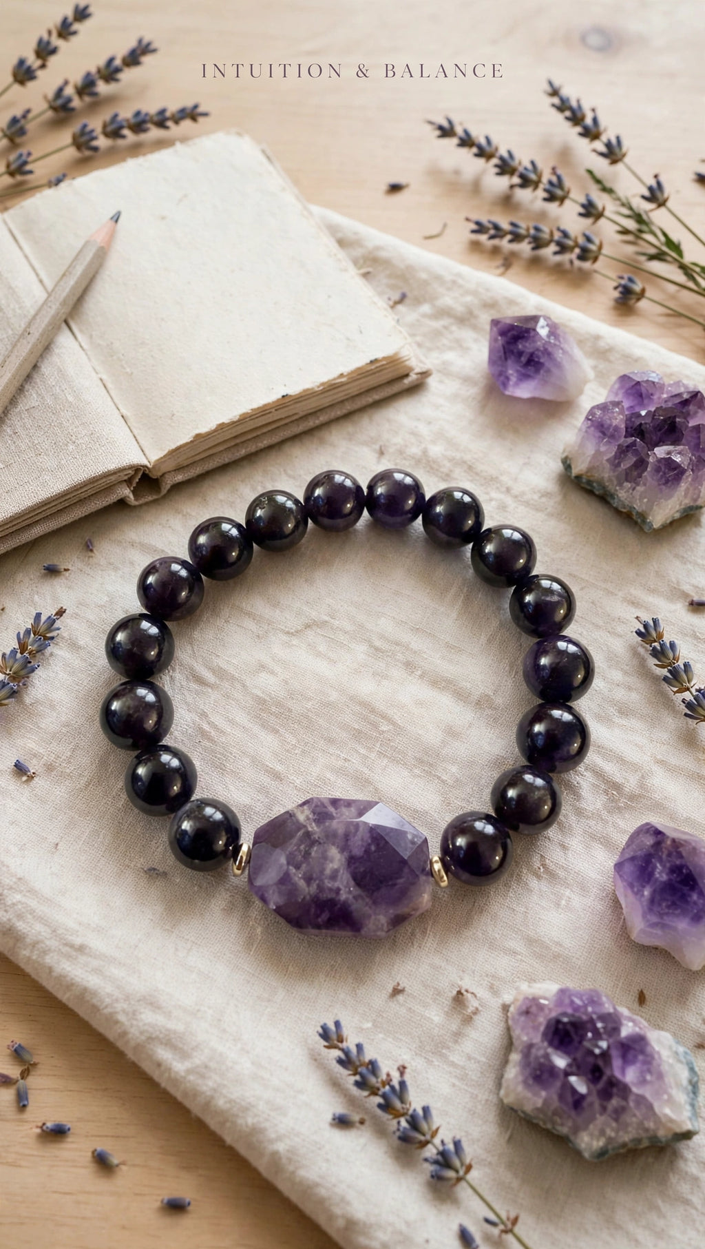 Amethyst & Flat Octagon Accent Bracelet