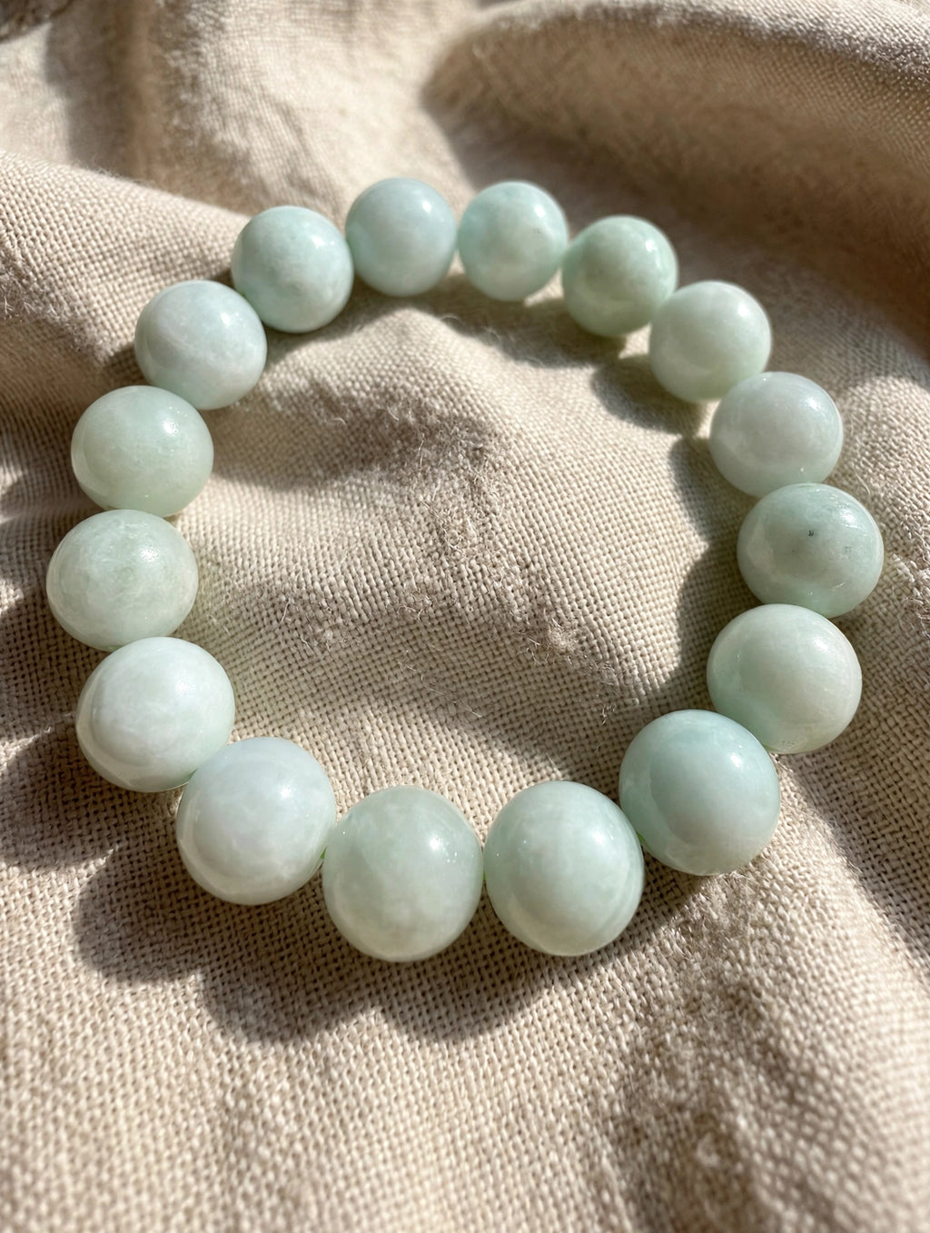 Gentle Renewal: Natural Light Green Jade Bead Bracelet