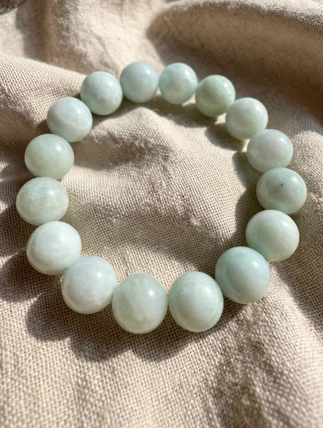 Gentle Renewal: Natural Light Green Jade Bead Bracelet