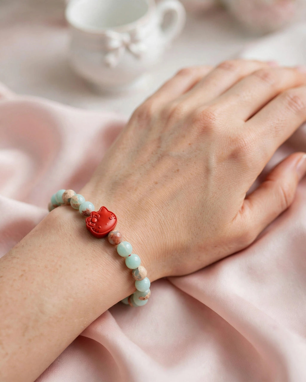 Aquaterra Jasper & Cinnabar Hello Kitty Bracelet