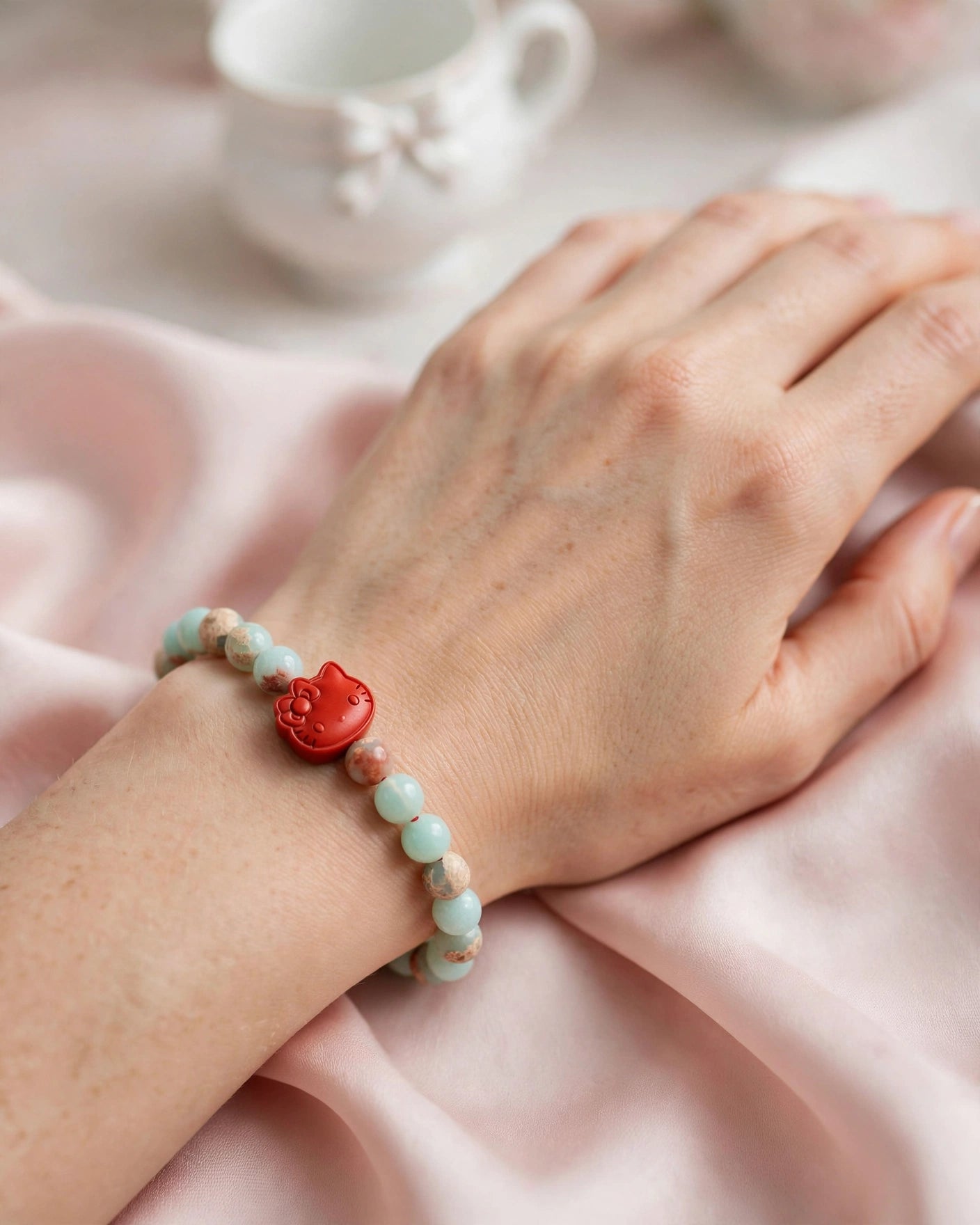 Aquaterra Jasper & Cinnabar Hello Kitty Bracelet