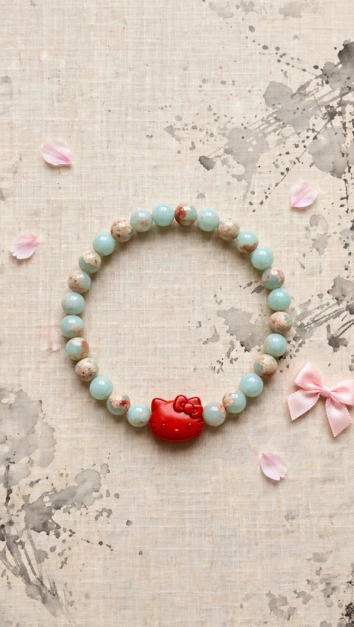 Aquaterra Jasper & Cinnabar Hello Kitty Bracelet
