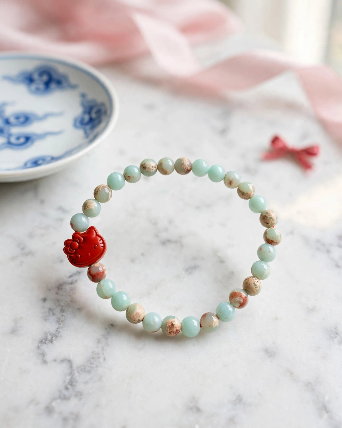 Aquaterra Jasper & Cinnabar Hello Kitty Bracelet