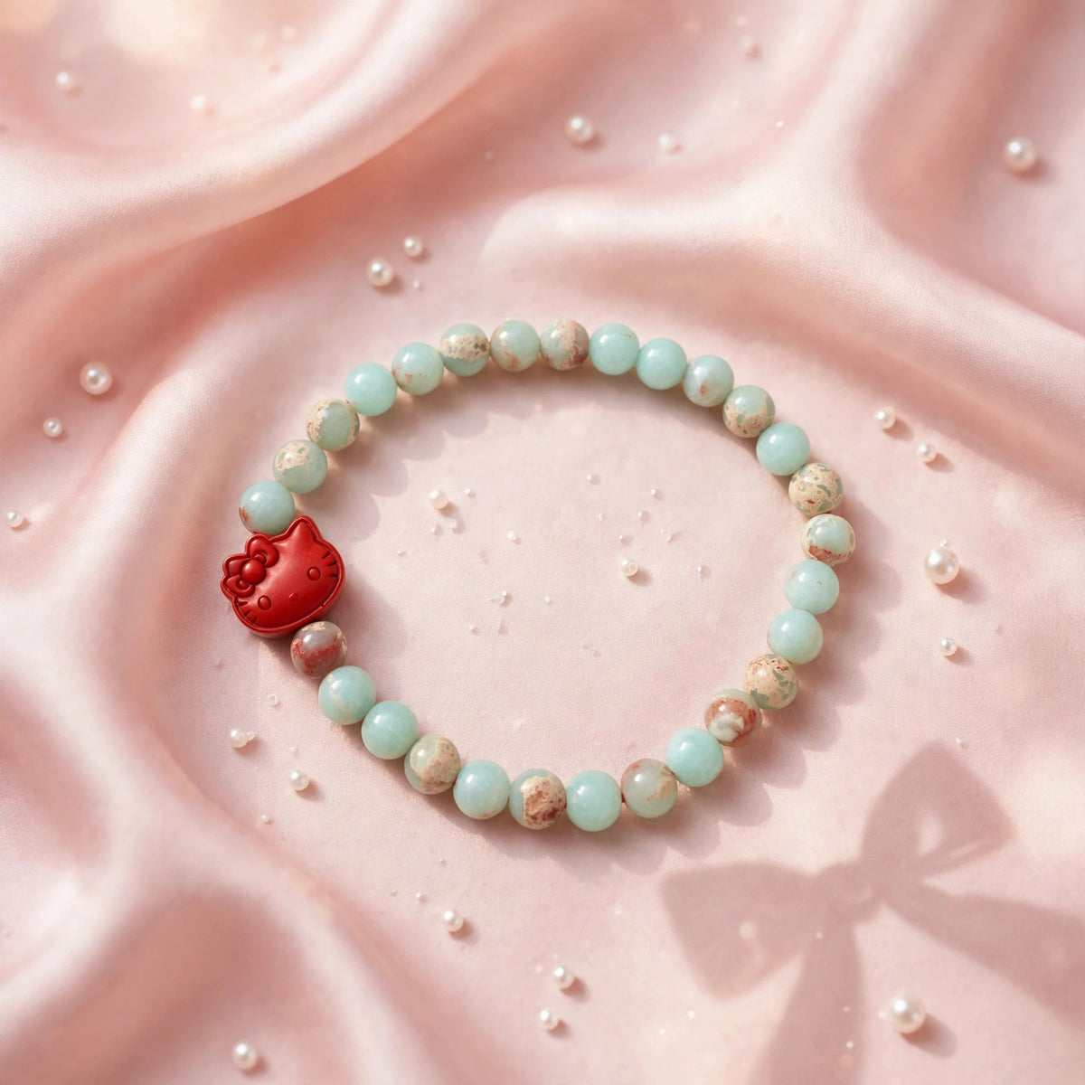 Aquaterra Jasper & Cinnabar Hello Kitty Bracelet