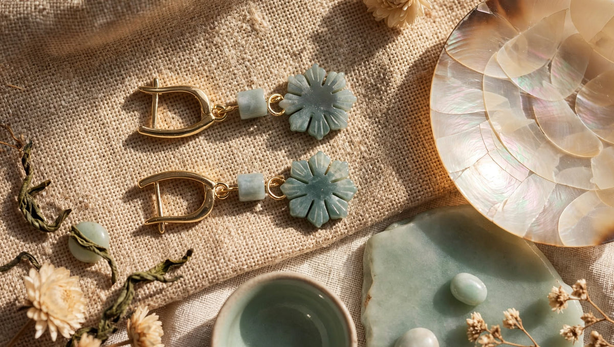 Exclusive Blue Water Jadeite "Philippine Sun" Earrings