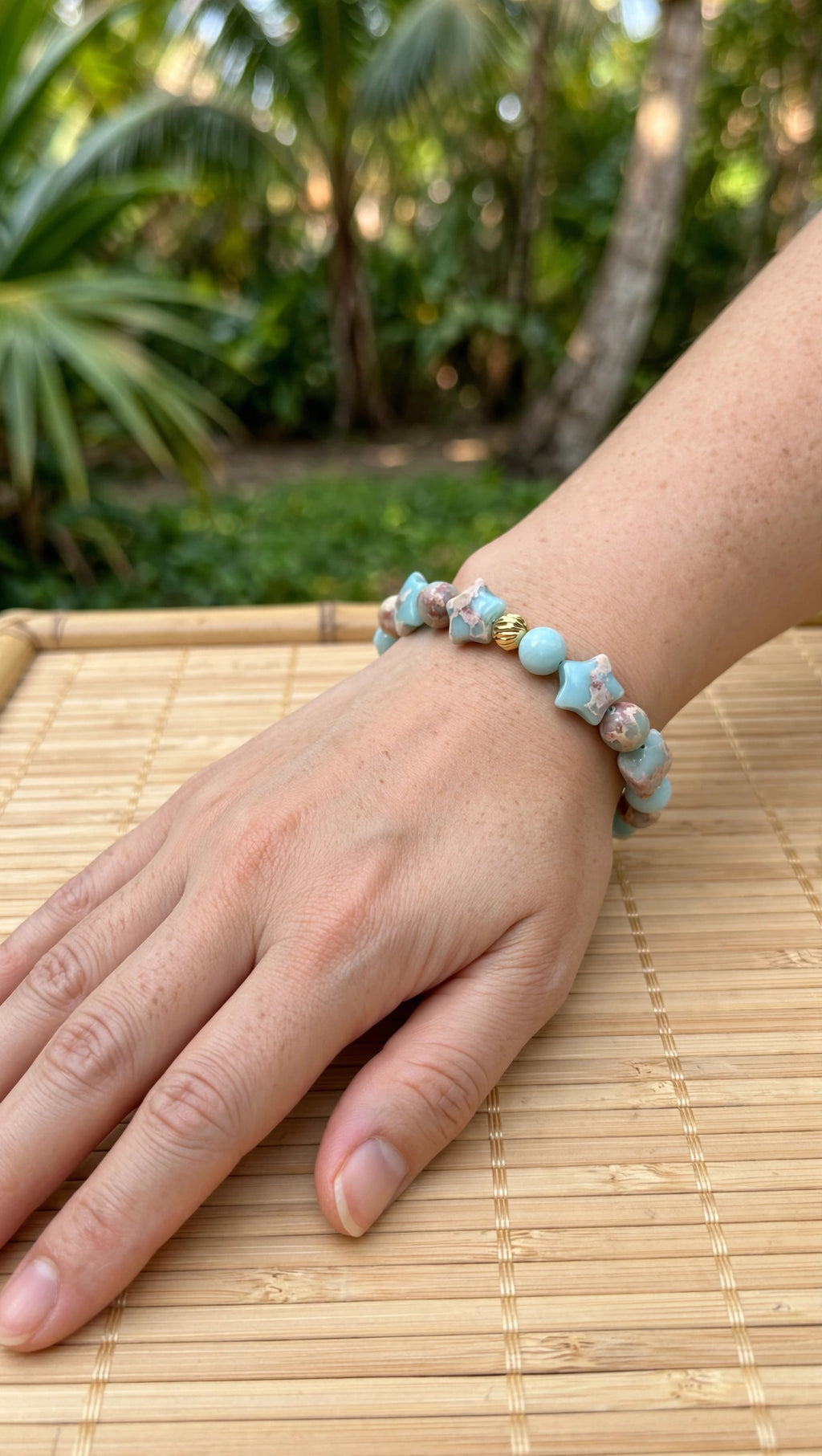 Aqua Terra Jasper & Star Bracelet with 18K Gold Accent