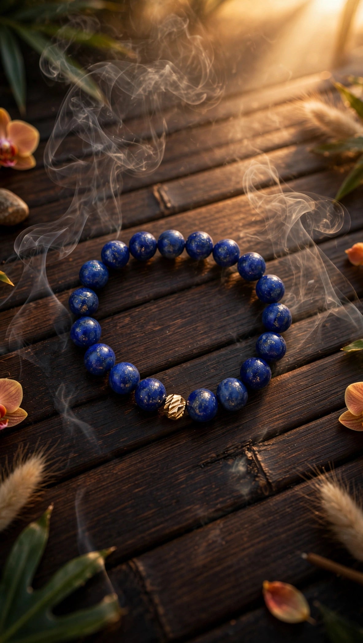 Lapis Lazuli & Gold Accent Bead Bracelet
