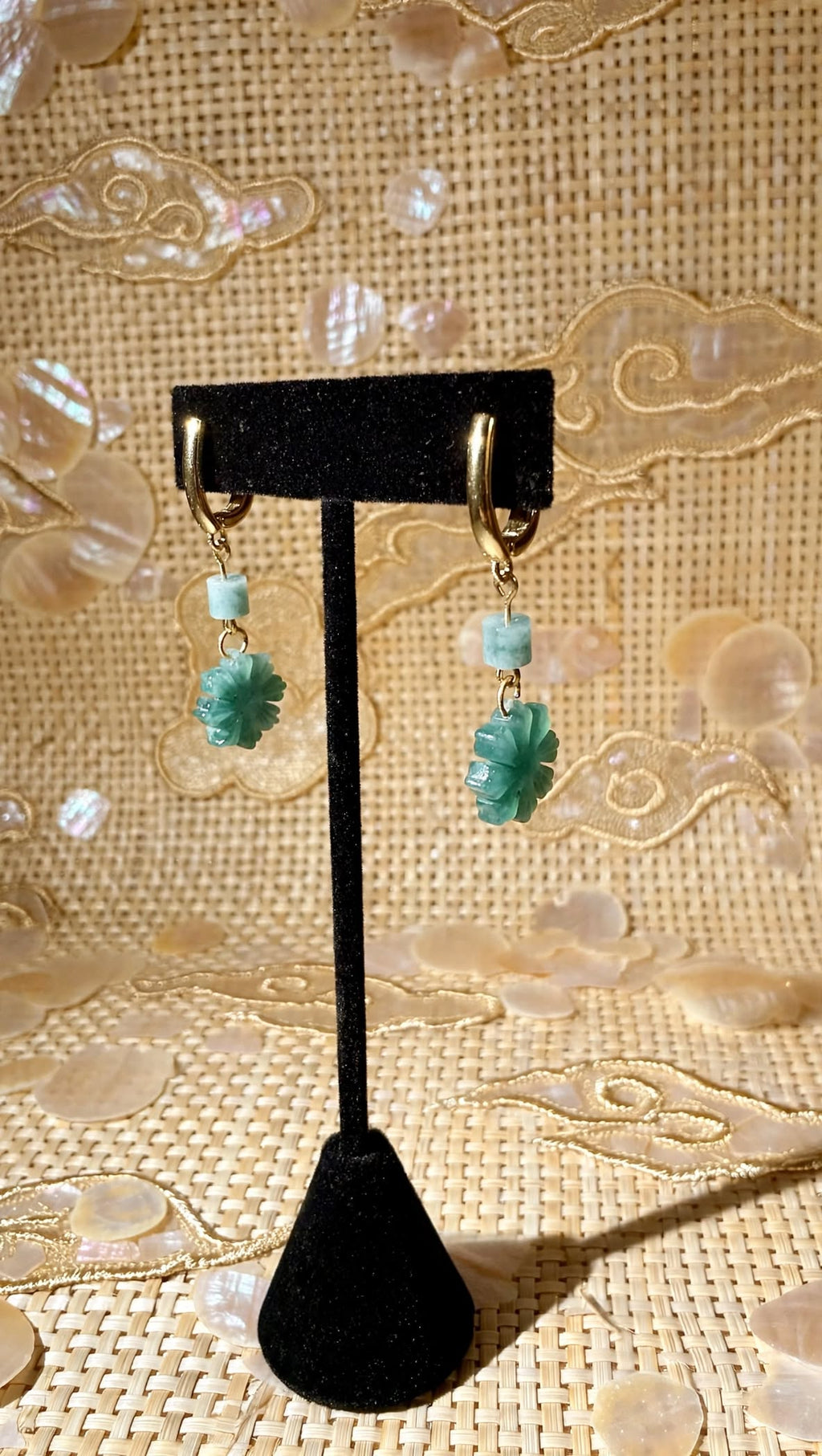 Exclusive Blue Water Jadeite "Philippine Sun" Earrings