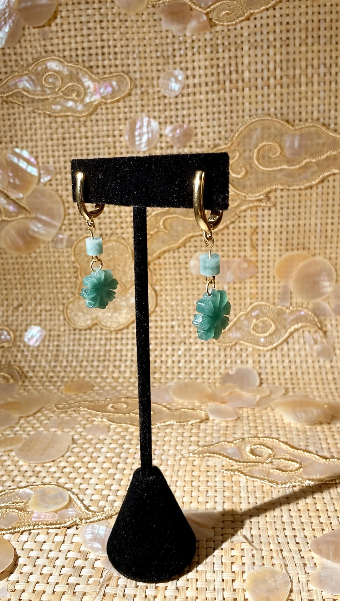 Exclusive Blue Water Jadeite "Philippine Sun" Earrings