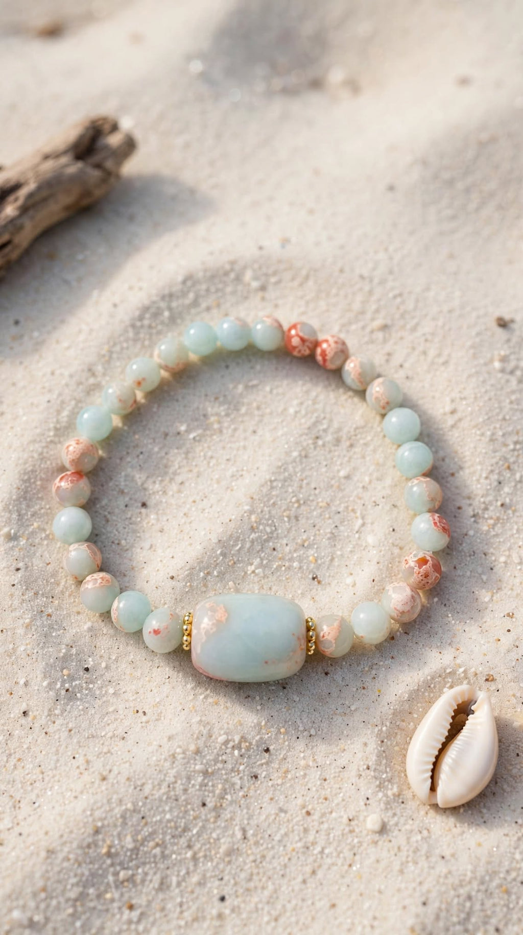 Natural Aqua Terra Jasper Barrel Focal Bracelet