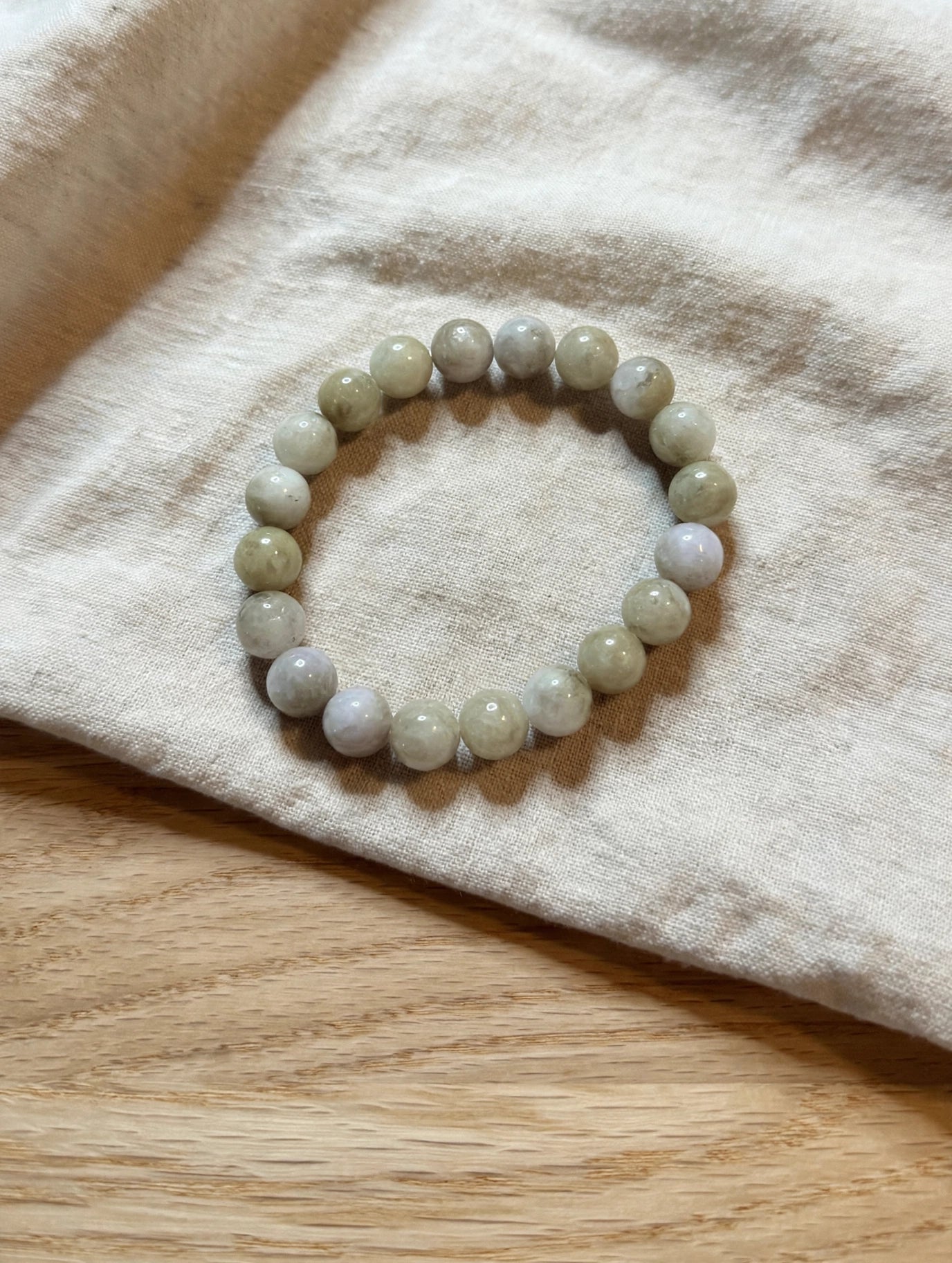 Refined Balance: Natural Gray Jade Bead Bracelet