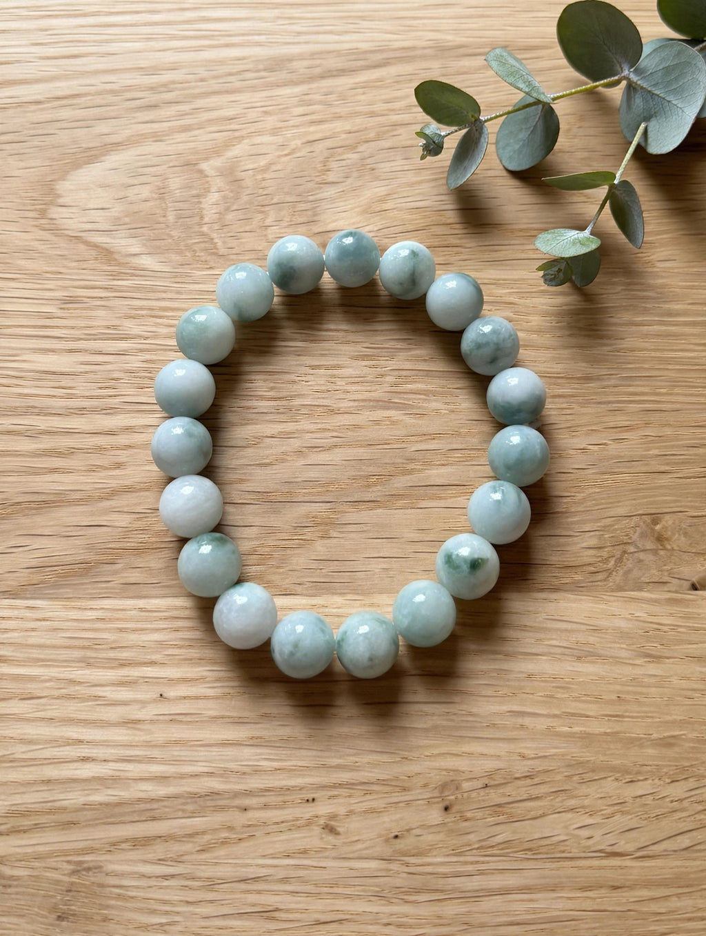 Natural Harmony: Natural Burmese Flower Jadeite Bead Bracelet