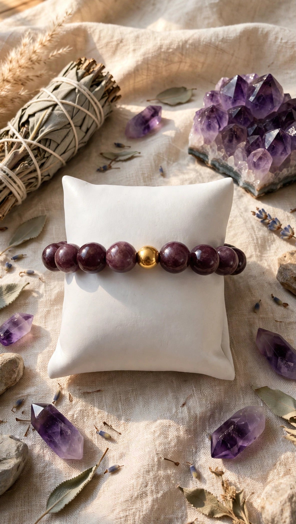 Lepidolite Bracelet with 18K Gold Filled Bead