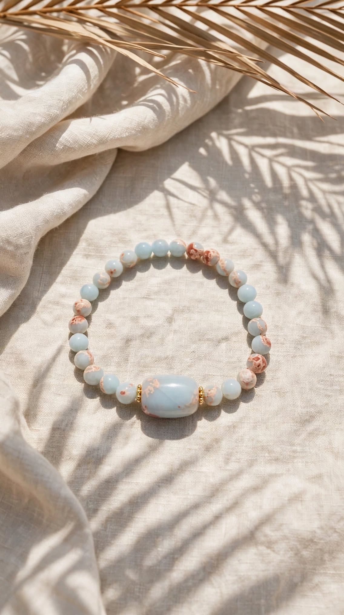 Natural Aqua Terra Jasper Barrel Focal Bracelet