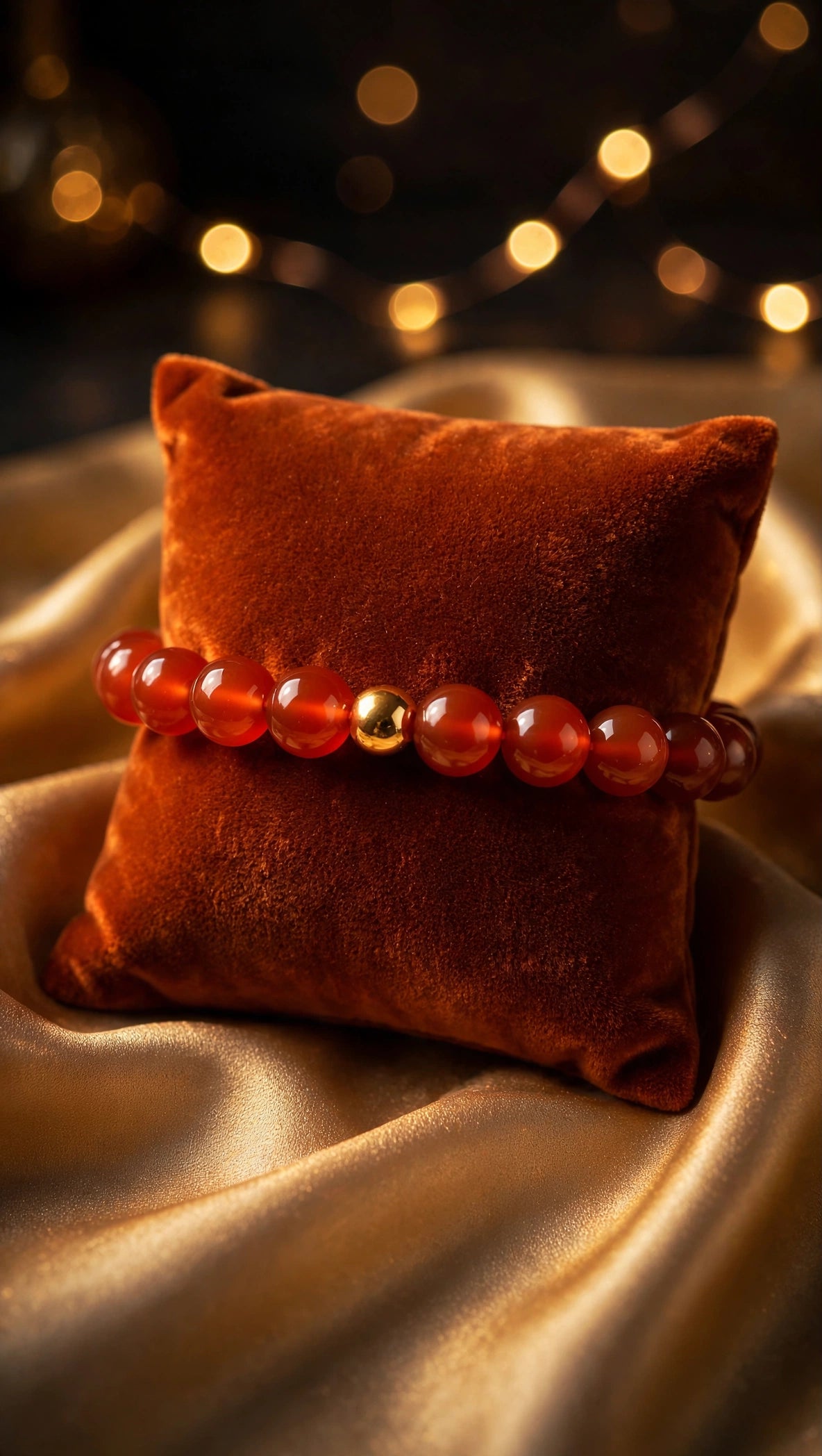 Red-Tone Sardonyx Carnelian Bracelet with 18K Gold Accent