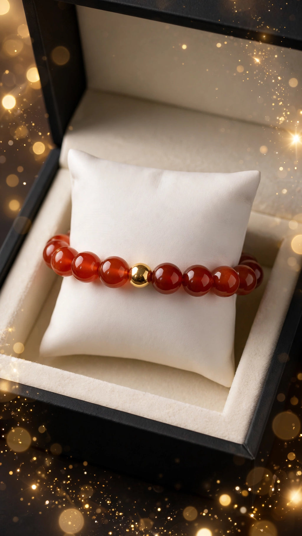 Red-Tone Sardonyx Carnelian Bracelet with 18K Gold Accent