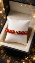 Red-Tone Sardonyx Carnelian Bracelet with 18K Gold Accent