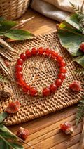 Red Carnelian & Gold Accent Bead Bracelet