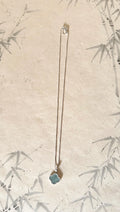 Blue Water Jade Clover Pendant Necklace in Silver
