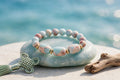 Natural Aqua Terra Jasper Triple-Barrel & Hematite Accent Bracelet