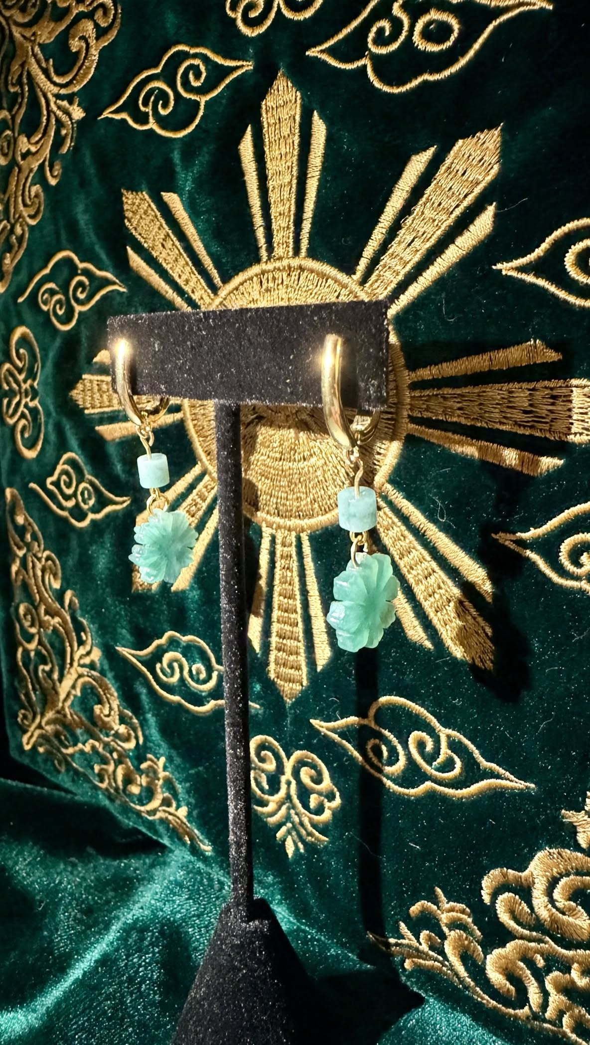 Exclusive Blue Water Jadeite "Philippine Sun" Earrings