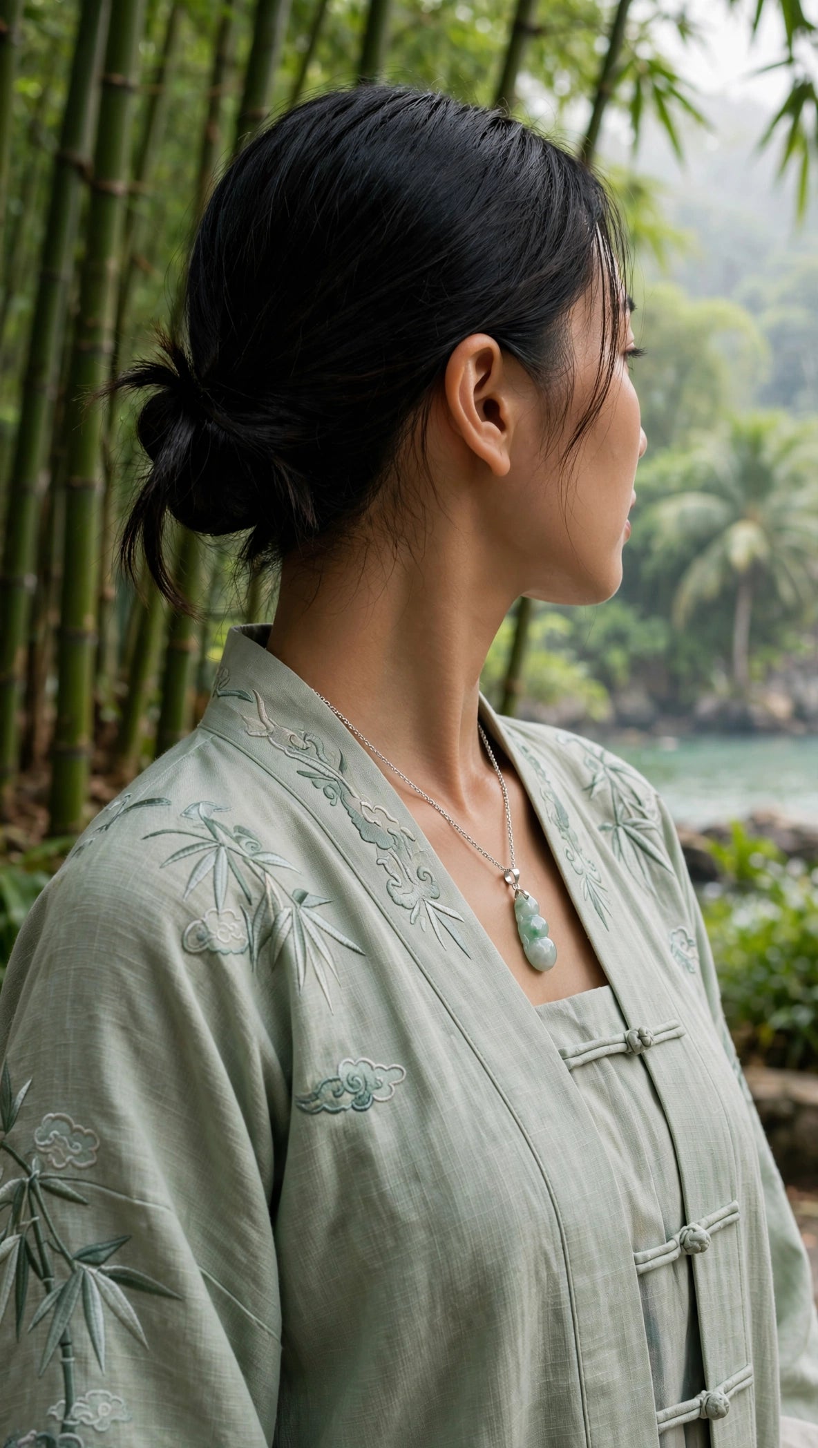 Abundant Blessings: Natural Light Green Burmese Jadeite 3-Bean Necklace