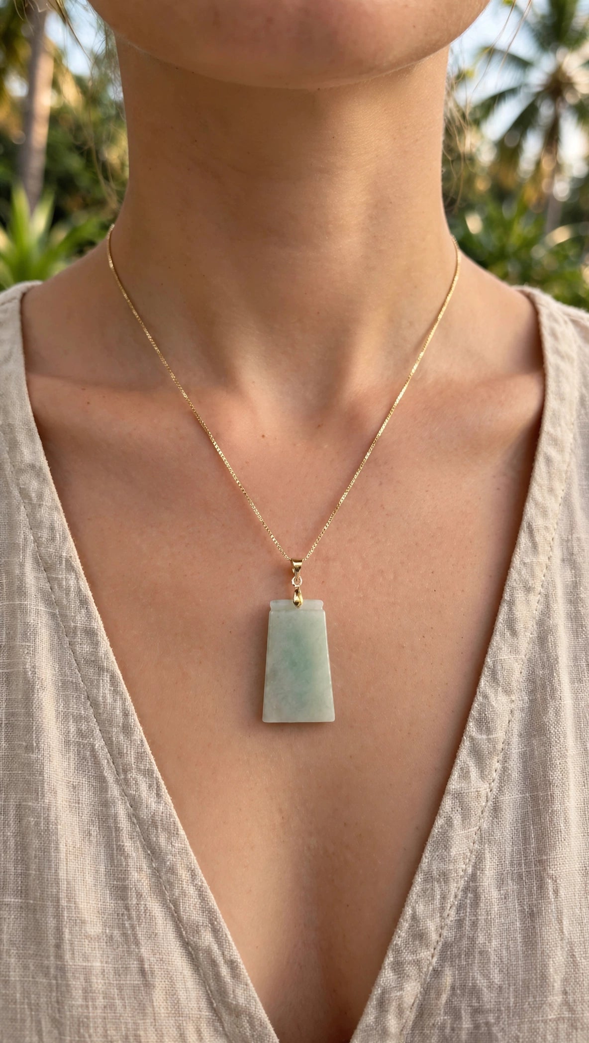 Pure Serenity: Natural Burmese Jadeite "Wu Shi Pai" Necklace