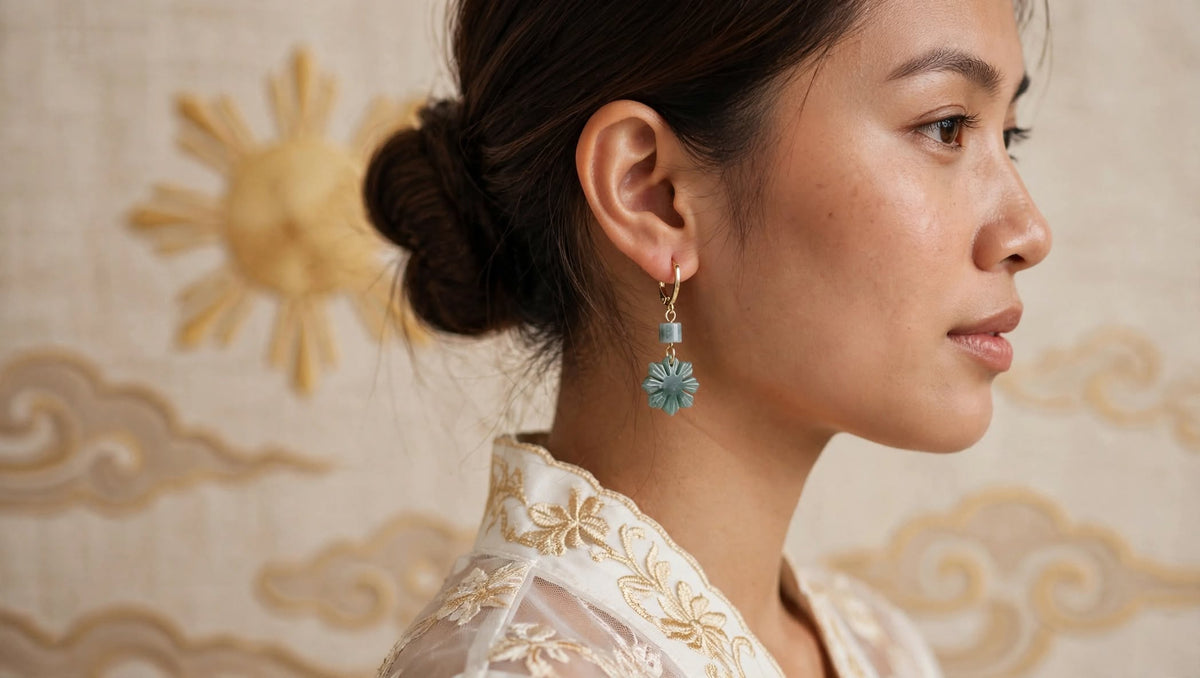 Exclusive Blue Water Jadeite "Philippine Sun" Earrings