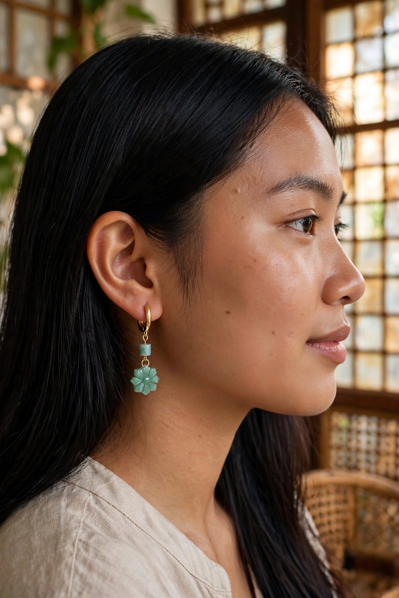 Exclusive Blue Water Jadeite "Philippine Sun" Earrings