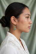 Exclusive Blue Water Jadeite "Philippine Sun" Huggie Hoop Earrings