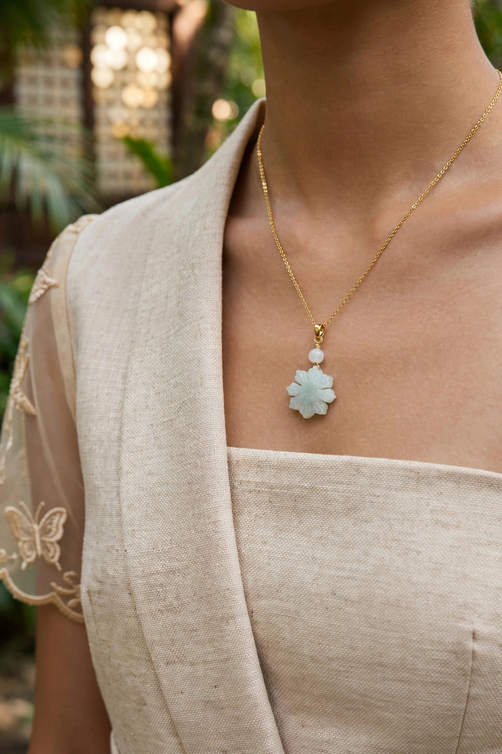 Burmese Jadeite Philippine Sun Pendant Necklace
