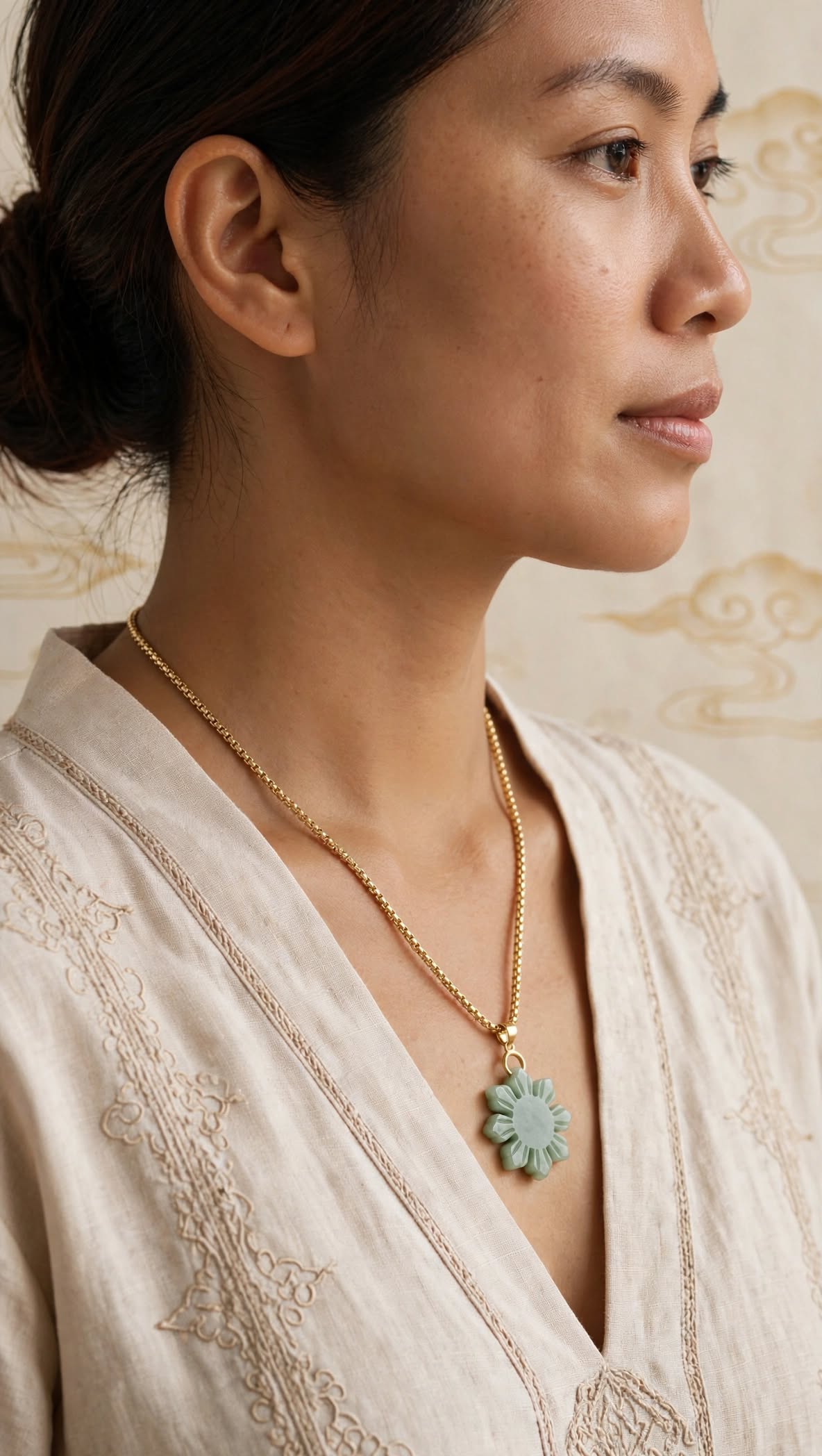 Burmese Jadeite "Philippine Sun" Gold-Filled Necklace