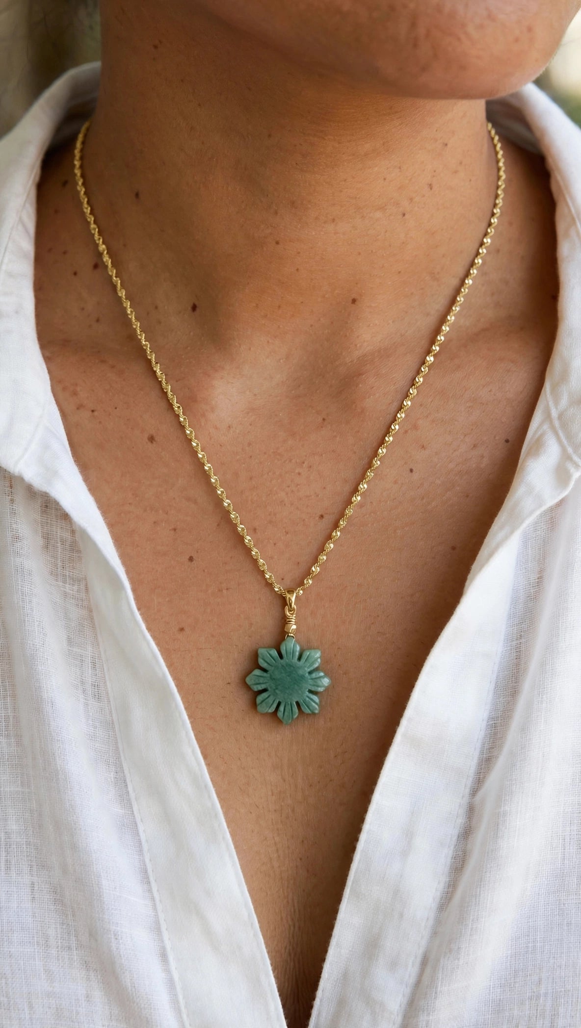 Burmese Jadeite Philippine Sun Pendant Necklace