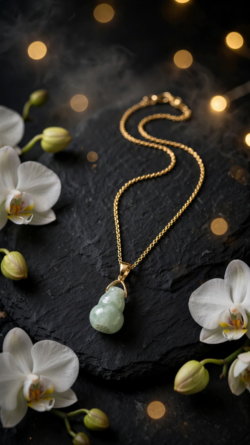 Auspicious Blessing: Natural Burmese Jadeite Hulu Pendant Necklace