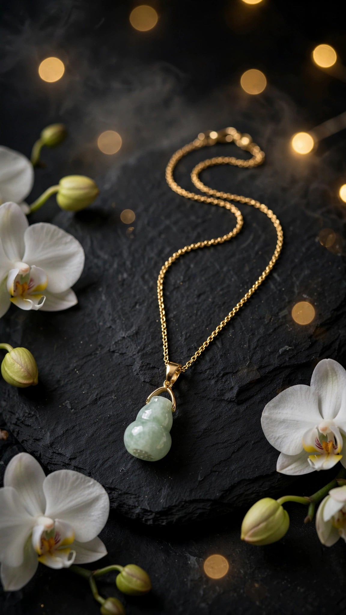 Auspicious Blessing: Natural Burmese Jadeite Hulu Pendant Necklace