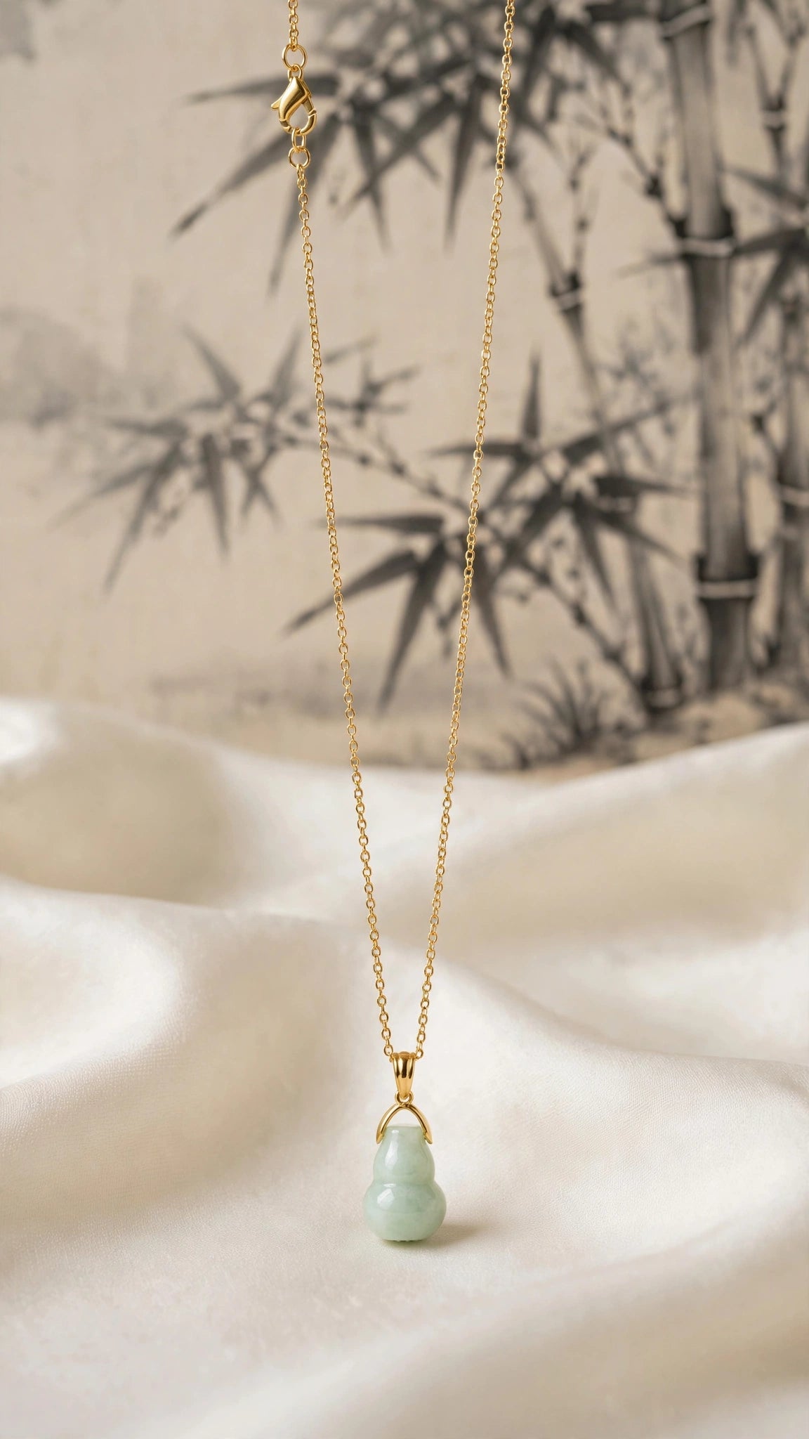 Auspicious Blessing: Natural Burmese Jadeite Hulu Pendant Necklace