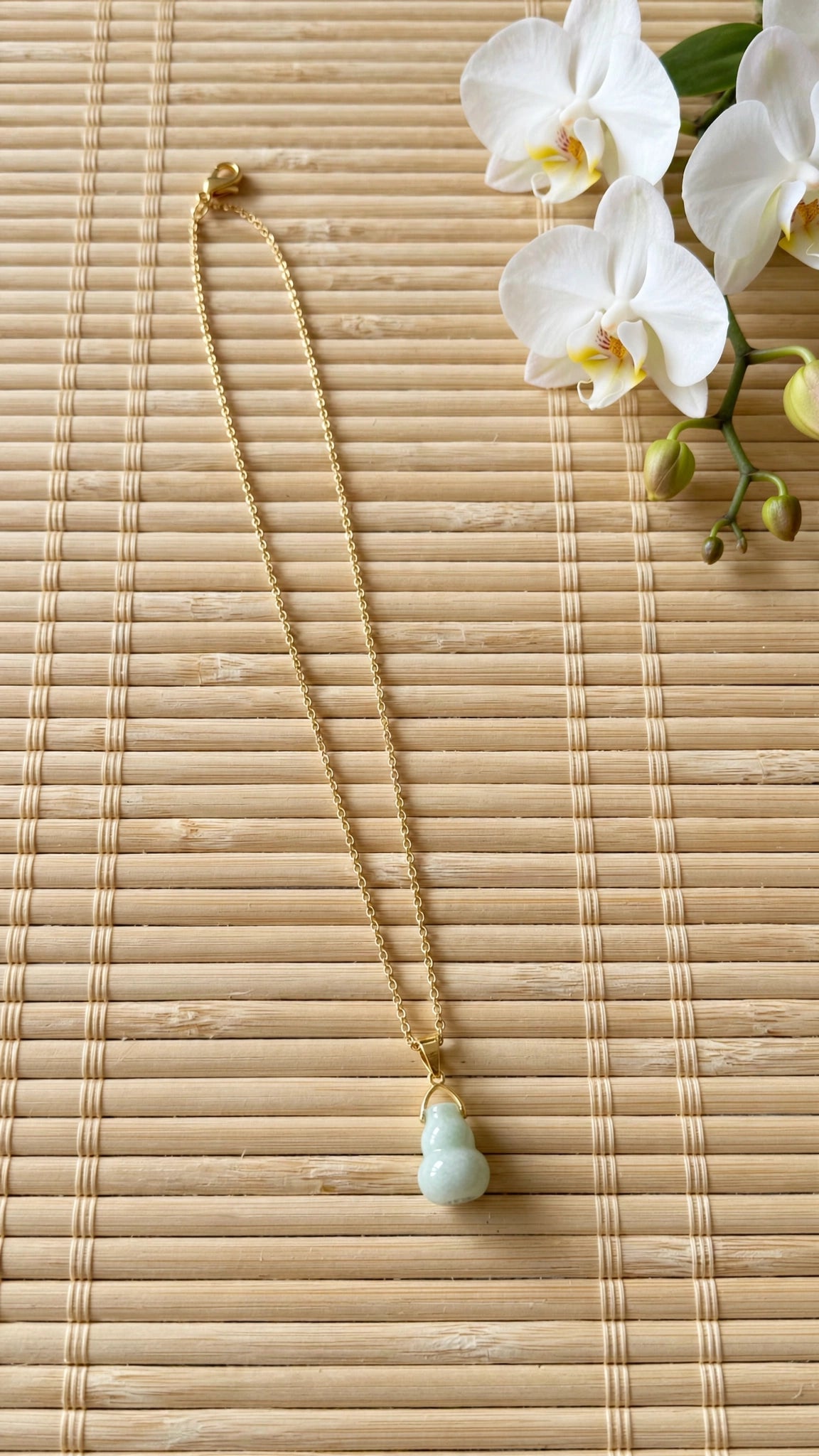 Auspicious Blessing: Natural Burmese Jadeite Hulu Pendant Necklace
