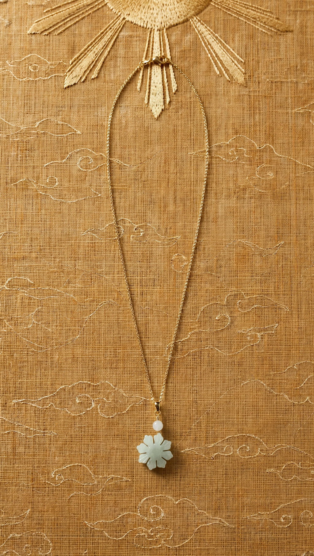 Burmese Jadeite Philippine Sun Pendant Necklace