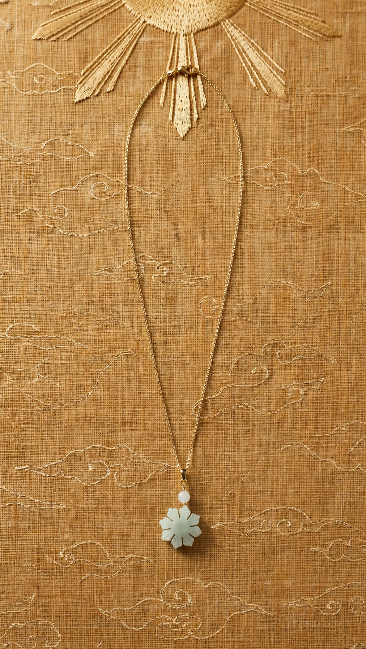 Burmese Jadeite Philippine Sun Pendant Necklace