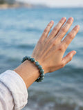 Tranquil Elegance: Blue Water Jade & Silver Accent Bracelet
