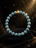 Oceanic Luxury: Blue Water Jade & 18 K Filled Gold Accent Bracelet