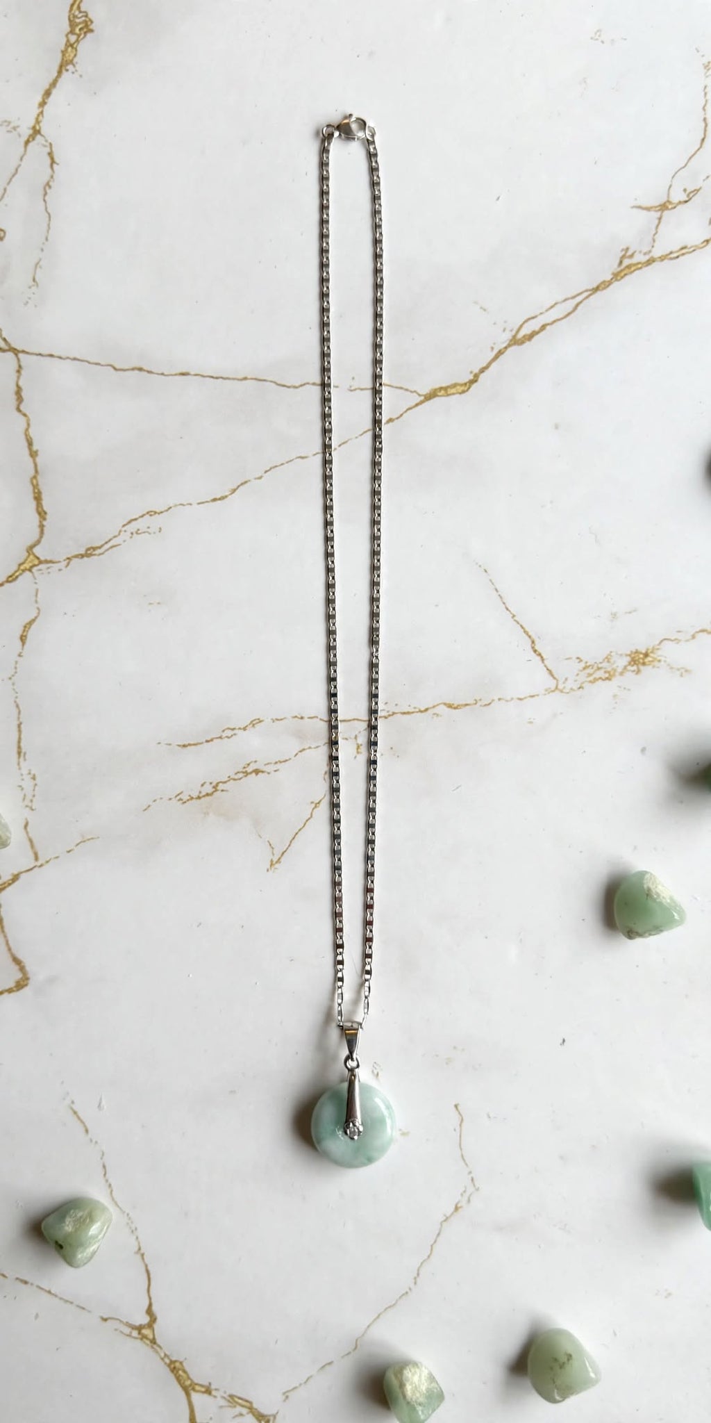 Graceful Harmony Burmese Jadeite Donut Pendant Necklace