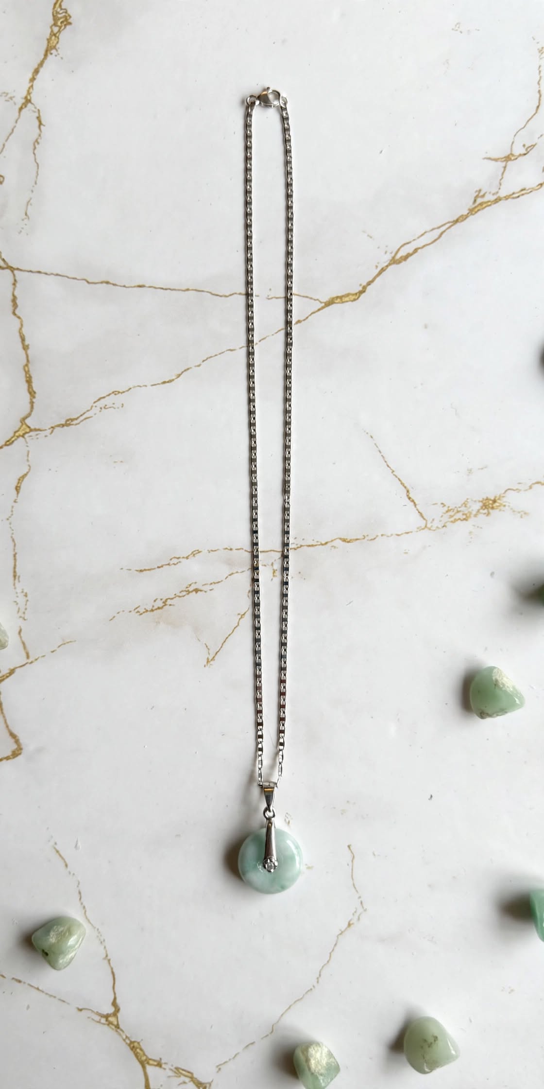 Graceful Harmony Burmese Jadeite Donut Pendant Necklace