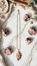 Earthy Romance Rhodonite Leaf Pendant Necklace