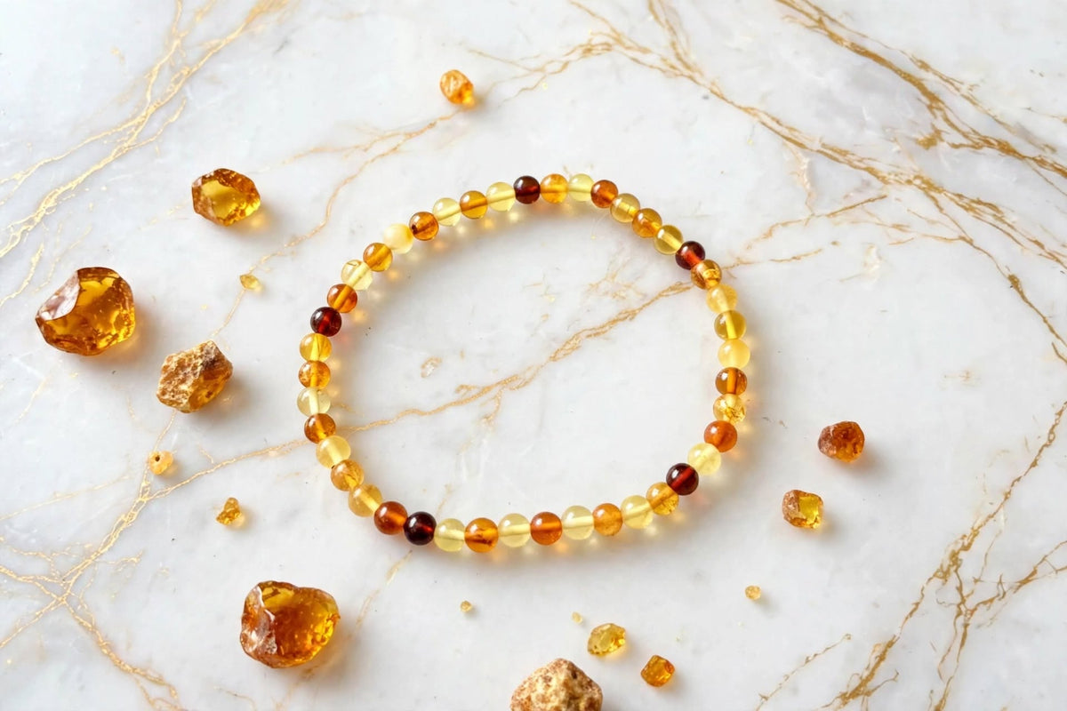 Golden Sunshine Mixed Natural Amber Beaded Bracelet
