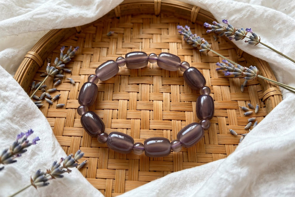 Royal Serenity Imperial Purple Agate Barrel & Bead Bracelet