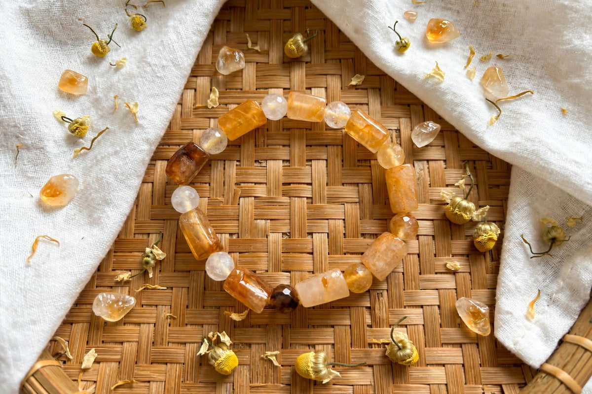 Solar Radiance Golden Healer Faceted Cylinder & Bead Bracelet