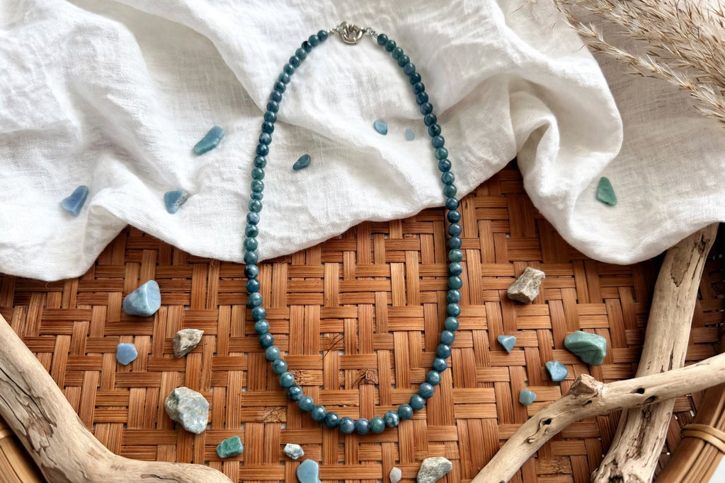 Oceanic Serenity Blue Water Jade Beaded Necklace