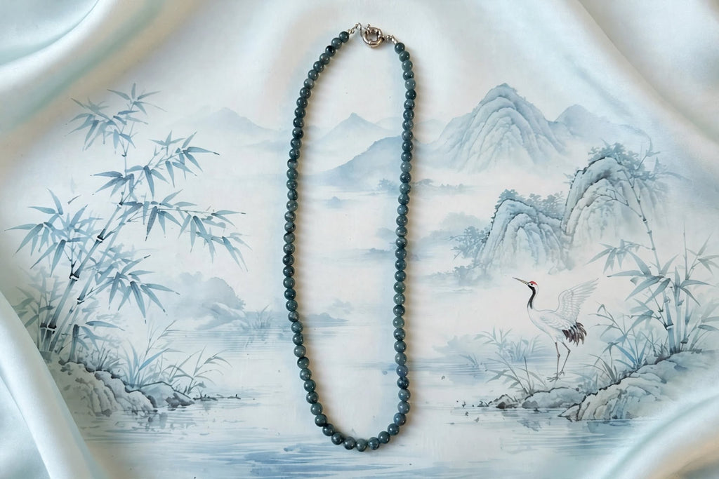Oceanic Serenity Blue Water Jade Beaded Necklace